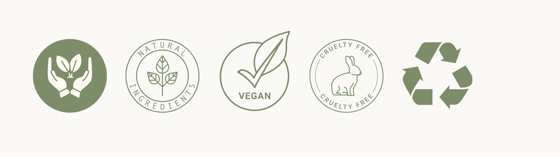 Vegan, cruelty free, ethical, and sustainable icons for CARE.ITÉ shea butter.